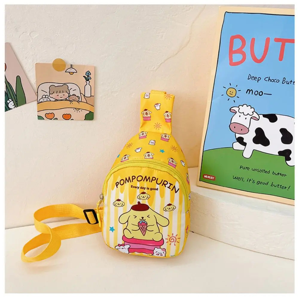 Hello Kitty Children Chest Bag Sanrio figure Kuromi Cute Coin Purse Shoulder Bag Boy Girl Cross Body Bag Fashion Messenger Bag