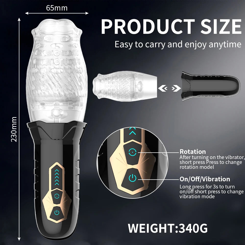 Automatic Rotating Vibrating Male Masturbator Penis Massage Vibrator Real Oral Sex Glans Delay Trainer Masturbation Toys for Men