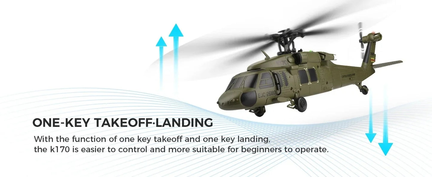 Wltoys K170 Black Hawk Uh60l Remote-Controlled Helicopter Four Channel Four Propeller Simulation Brushless Fixed Height Model