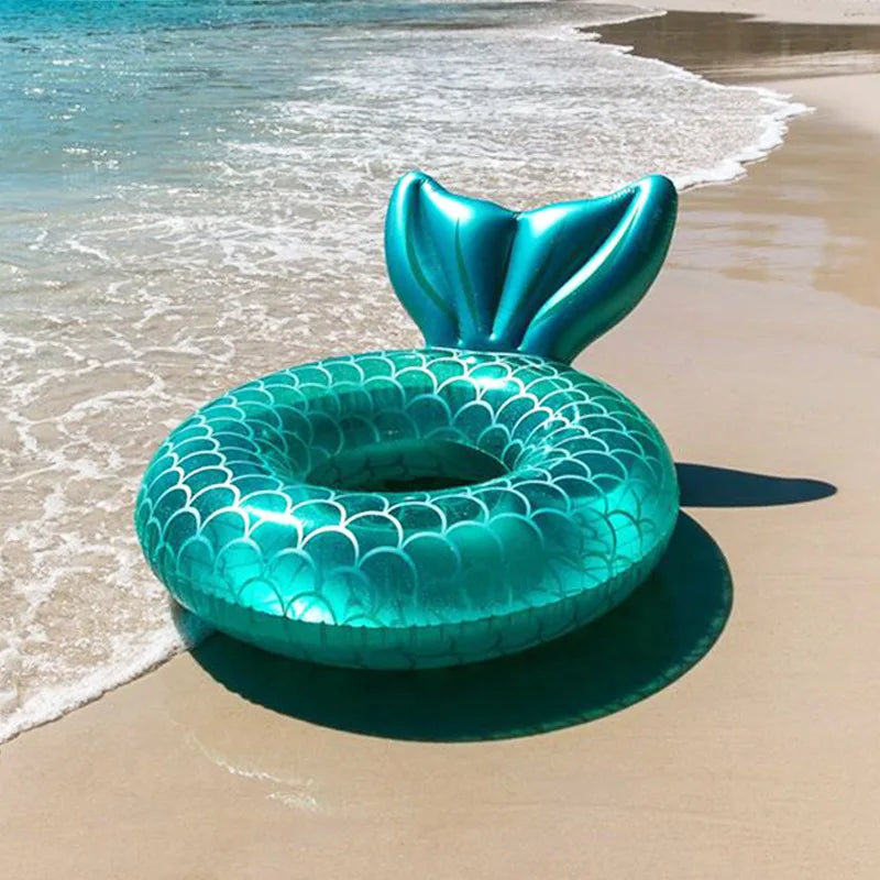 Rooxin Inflatable Swimming Ring Mermaid With Backrest Pool Floaters for Adult Teens Water Play Tube Swimming Mattress Pool Toys