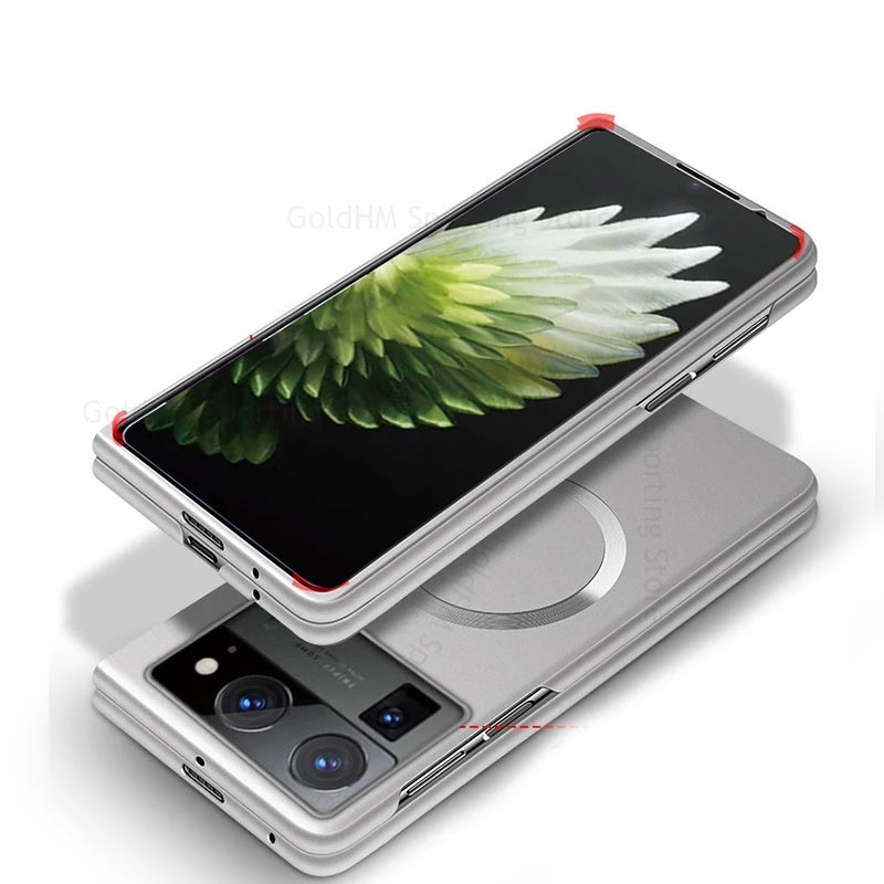 Metallic Paint For Magsafe Case For Tecno Phantom V Fold2 Magnetic Matte Wireless Charging Cover Phantom V Fold 2 Full Protector