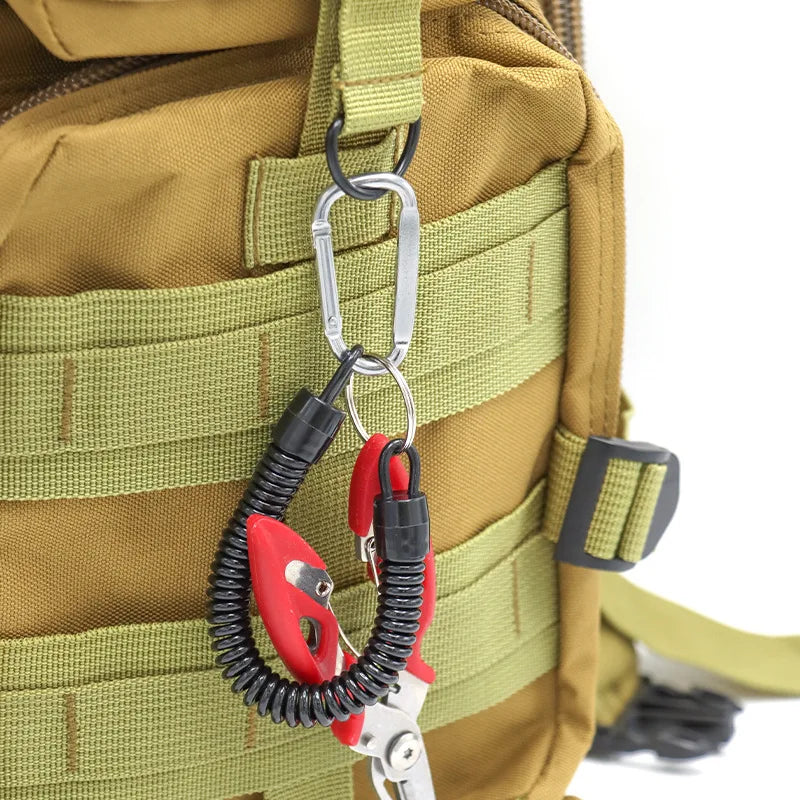 Fishing Lanyards 5pcs Tactical Retractable Spring Elastic Rope With Carabiner Camping Anti-lost Phone Keychain Fishing Rope