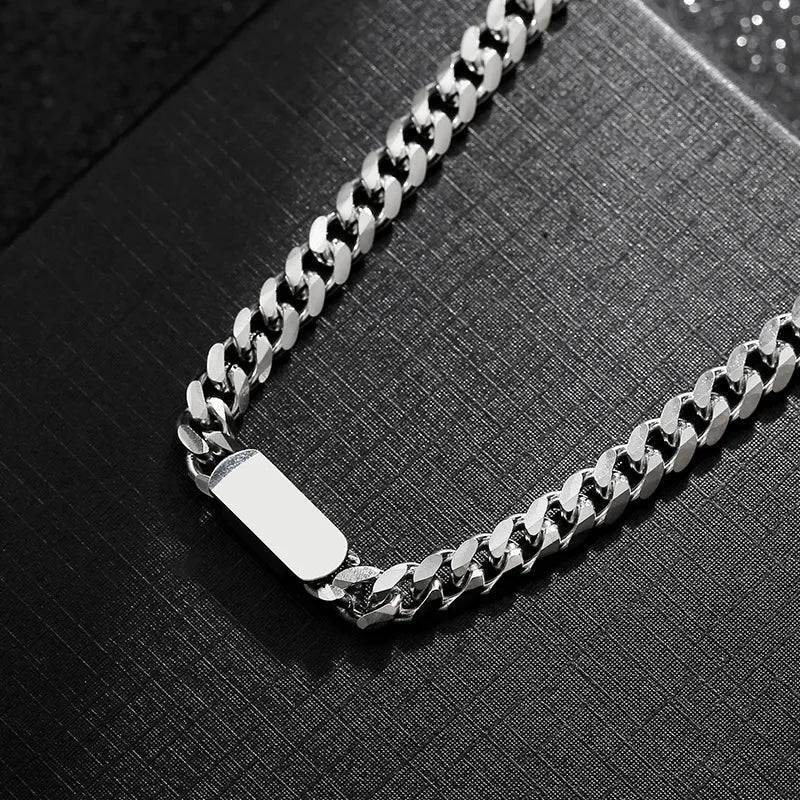 Trendy Thick Chain Bracelet for Men Classic Necklaces Titanium Steel Link Chain Hip Hop Male Boys Wristband Gift Jewelry No Fade