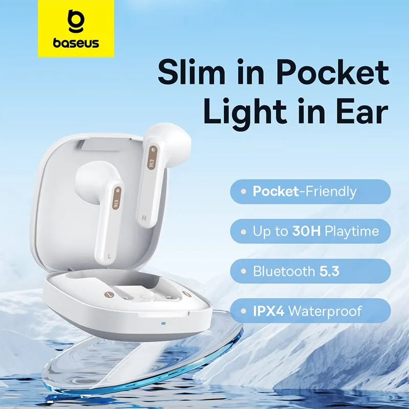 Baseus Bowie E16 Wireless Earphone Bluetooth 5.3 Earphones 30H Long Battery Life IPX4 Waterproof True Wireless Headphone Earbuds