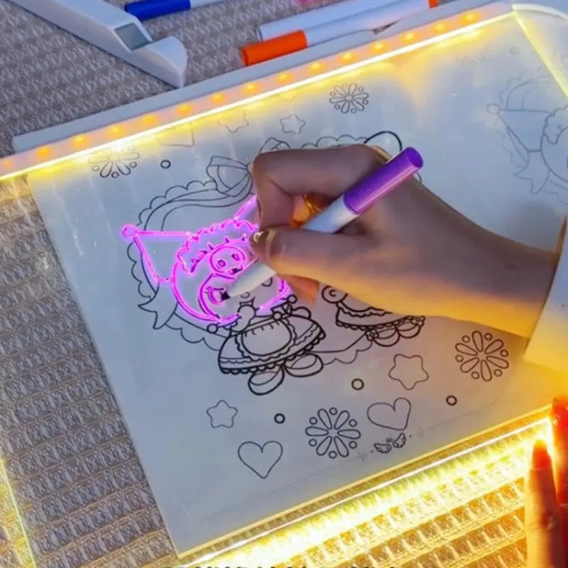 DIY Acrylic Board with Colors Pens LED Note Board Luminous Blackboard Wordpad LED Drawing Board Kid Drawing Toys with Night Ligh
