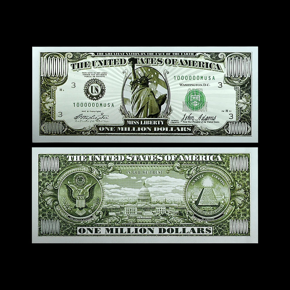10pcs US Statue of Liberty Silver Banknotes One Million Dollars Bills Commemorative Bank Notes Home Decor Crafts