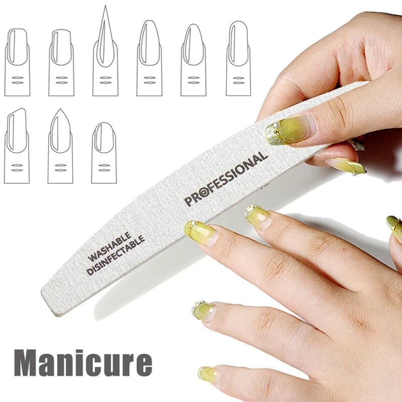 10pcs/Lot Wooden Nail Files Professional Nail Buffer 100/180 Limas Manicura Block Grey Boat Gel Polishing Wood Sanding Nail File
