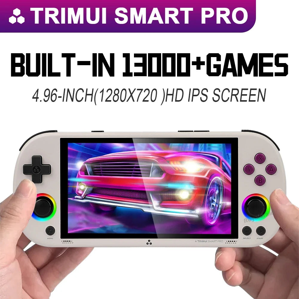 128G 256G Trimui Smart Pro Handheld Game Console 4.96''IPS Screen Linux System Joystick RGB Lighting Retro Video Game Player NEW