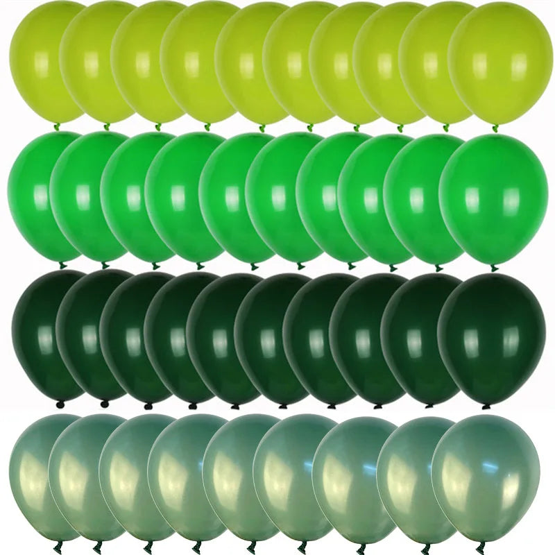 40pcs Retro Dark Green Balloons Set Confetti Balloon Jungle Safari Animal Birthday Party Decorations Kids Boy Baby Shower Favors