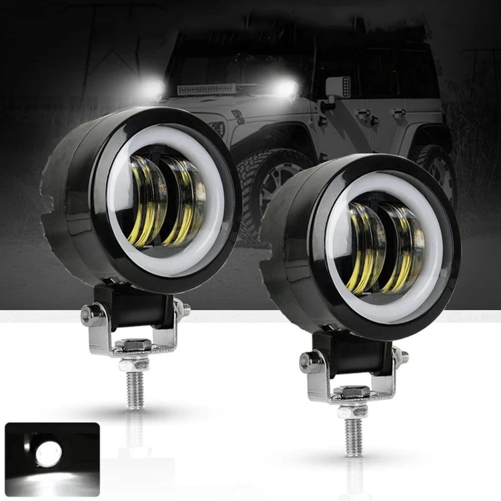 2pcs 3inch Spotlight LED Work Light Bar Off Road 12v 24v DRL Angel Eyes for Car Fog Light Motorcycle Auxiliary LED Headlights