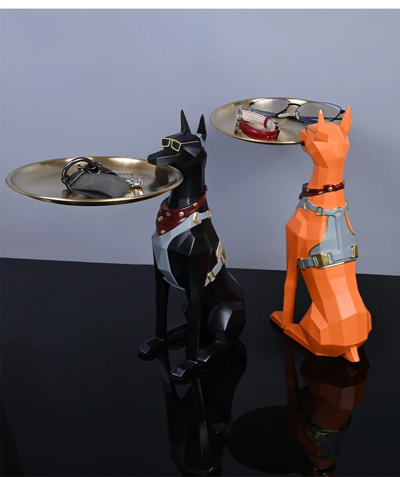 Design Tray dog Statue Butler Tray for Key Box Home Ornaments Animal Figurines Office Decoration Resin dog Sculpture decor Rooms