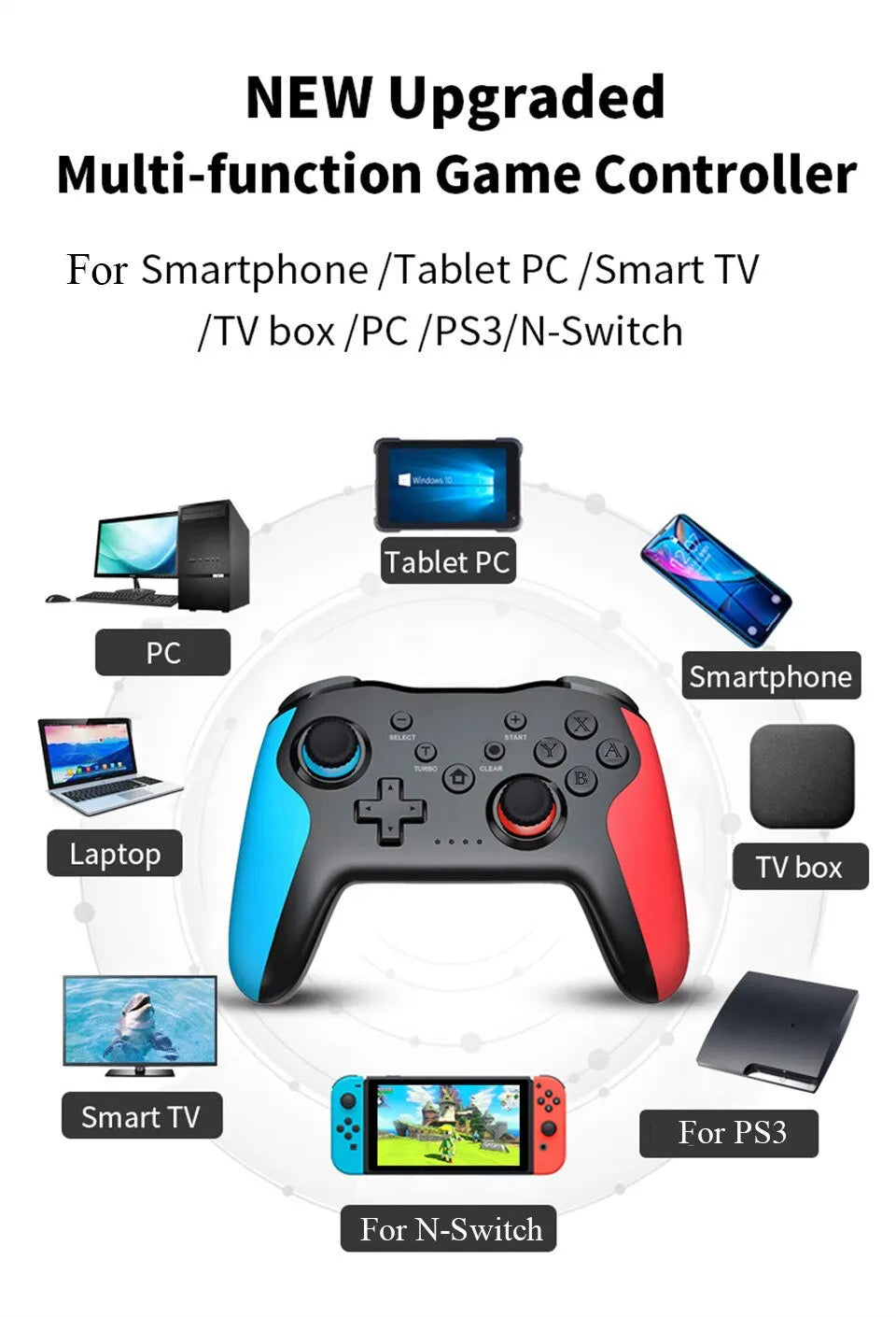 GAMINJA MG25Z Wireless Controller Bluetooth Gamepad For Nintendo Switch PS3 PC Joystick Dual Vibration Gamepad Lag Free