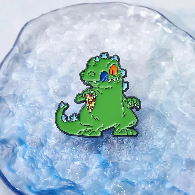 Cartoon Cute Little Monster Alloy Brooch Comic Style Cute Anime Green Dinosaur Brooch Alloy Metal Badge Clothing Bag Accessories