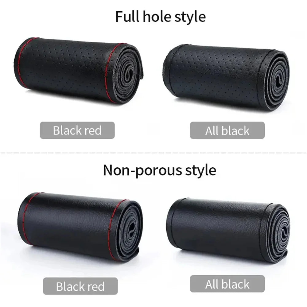 Genuine Leather Steering Wheel Cover For Car Braiding Steering Wheel Protector Covers Anti Scratch Steering Accessories