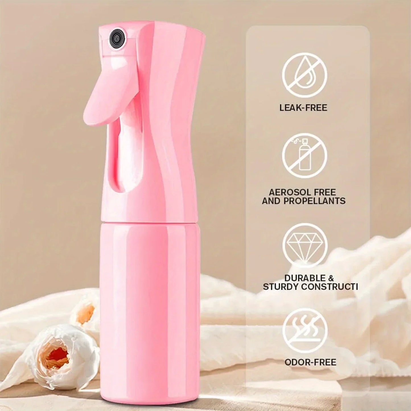 2-Pack Plastic Refillable Continuous Spray Bottles with Root Comb Applicator - Fine Mist Sprayer for Hairstyling Hair Dye Bottle