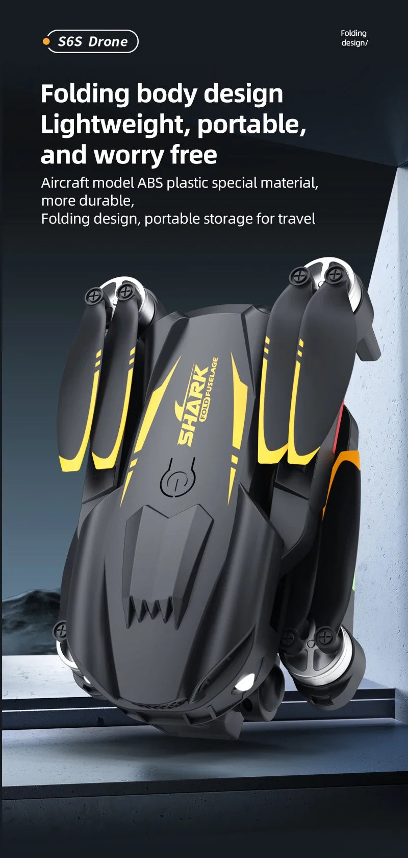 Hot Shark Drone S6S Brushless Professional 8K HD Camera WIFI FPV Obstacle Avoidance Optical Flow RC Foldable Quadcopter Toys