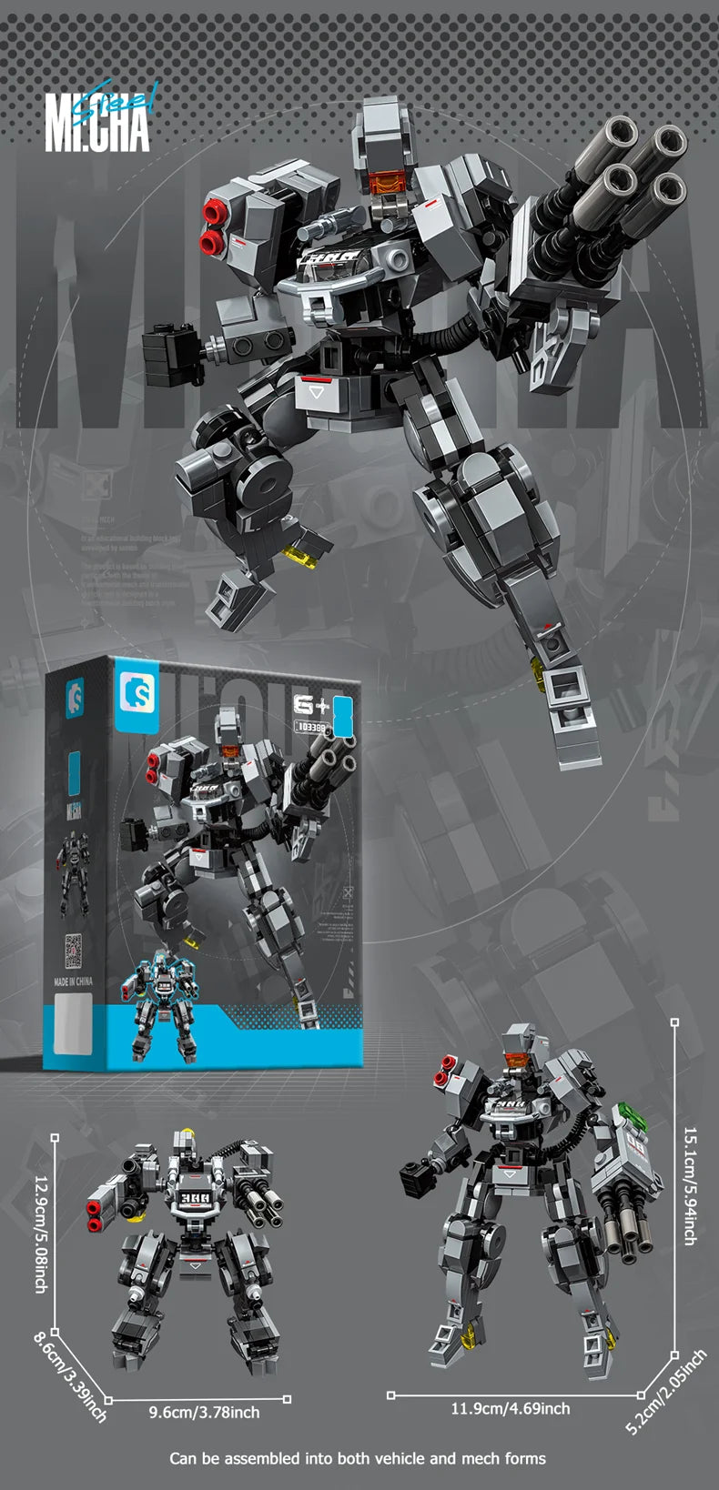 SEMBO Transforming Mech Assemblage Building Block MOC Robot Model Bricks Car Construction Set Kids Toys for Boys Birthday Gifts