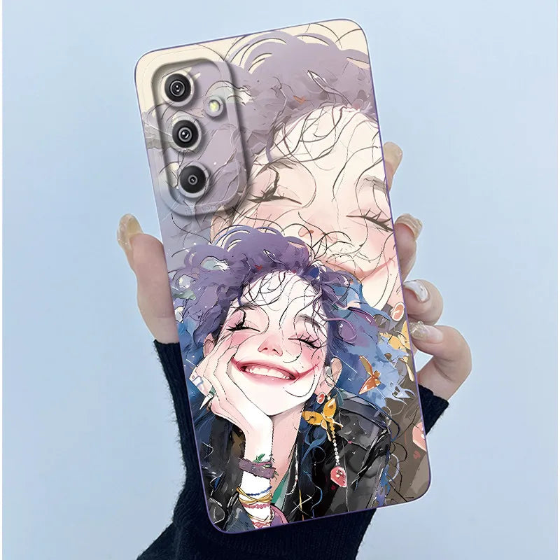 For Samsung Galaxy M34 M35 5G F34 5G Simplicity Flowers Liquid Shockproof Silicone Soft Phone Cover For SamsungM34 5G Case