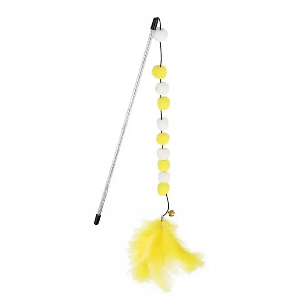 Kitten Cat Teaser Interactive Toy Rod With Bell And Feather Toys For Cats Teaser Interactive Toy Rod Pet Cats Toys Stick