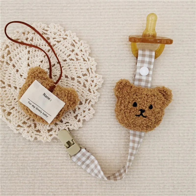 Cute Bear Baby Pacifier Clip Chain Dummy Holder Soother Pacifier Clips Strap Nipple Holder Infant Feeding Babies Accessories