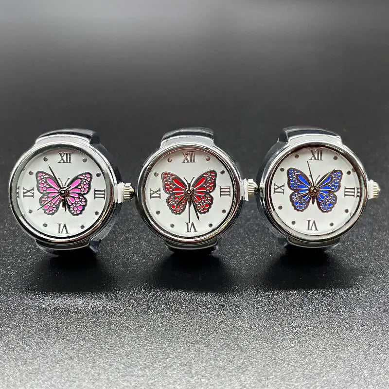 Hot male and female couples simple atmosphere all-match quartz ring watch butterfly Roman numerals surface