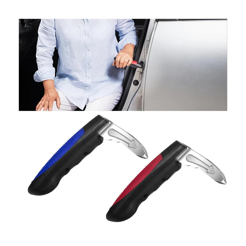 Automotive door assist handles 2-in-1 multifunctional vehicle support handles with window breaker, portable door latch handles