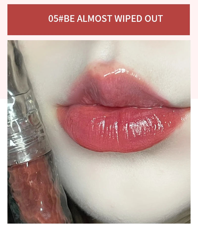 HERORANGEHR292 Glacier Rock Mirror Water Glazed Lip Glaze Moisturizes and Moisturizes, Forming a Film That Is Not Easy to Fade