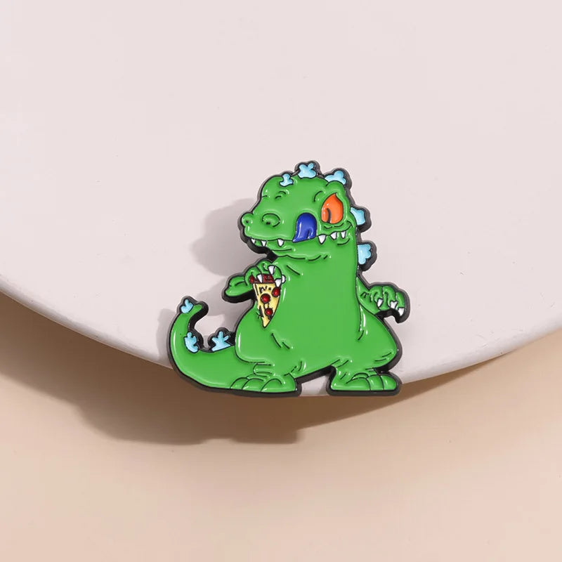 Cartoon Cute Little Monster Alloy Brooch Comic Style Cute Anime Green Dinosaur Brooch Alloy Metal Badge Clothing Bag Accessories