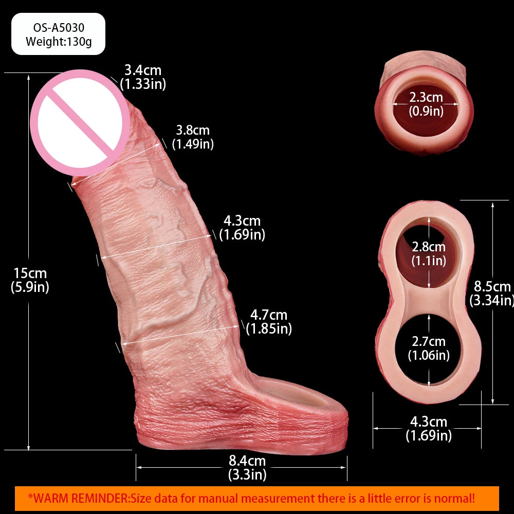 ORALSX 10 Styles Silicone Reusable Open-ended Penis Sleeve Delay Ejaculation Dick Enlargement Sex Toys For Men Game Pleasure
