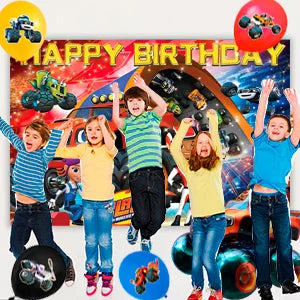 Monster Truck Party Supplies,140pcs Monster Truck Birthday Decorations&Tableware Set Blaze Party Decorations for Kids