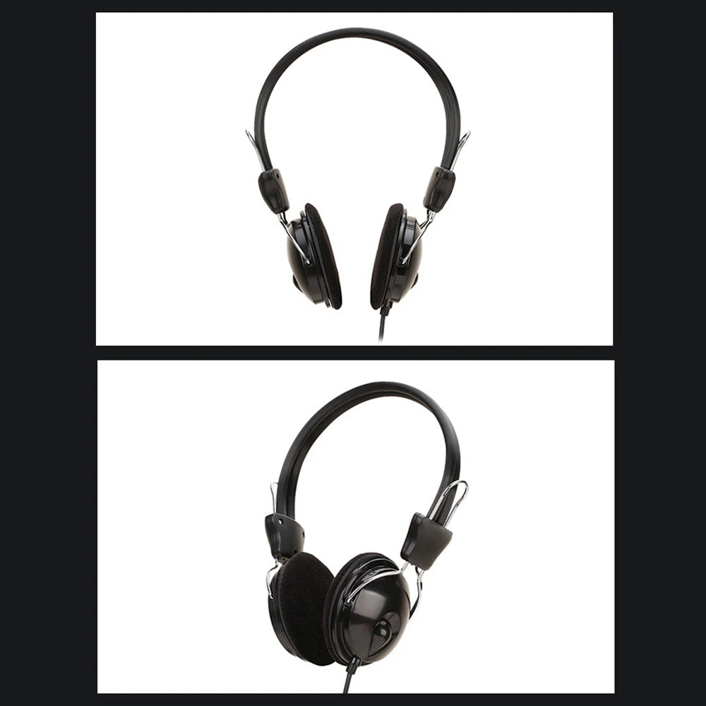 3.5mm Wired HD Sound Headphones Over Ear Headset Bass HiFi Music Stereo Microphone Earphones Adjustable Headset For PC MP3 Phone