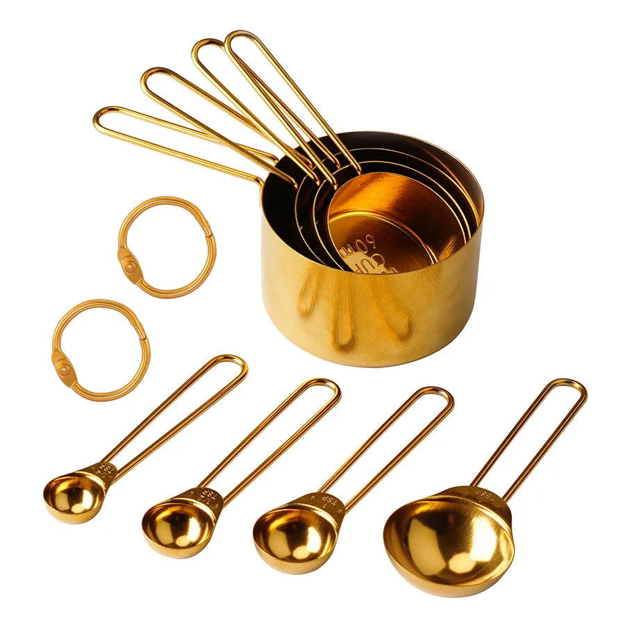 4PCS/8PCS kitchen thread handle titanium gold stainless steel measuring cup measuring spoon Flour and grains measuring spoon