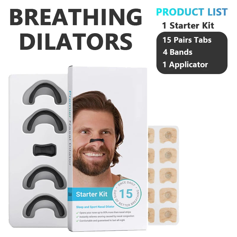 Nasal Breathing Dilators Starter Kit, Magnetic Anti-snoring Strips for Nose, Improve Sleep Quality Snoring Solution for Men