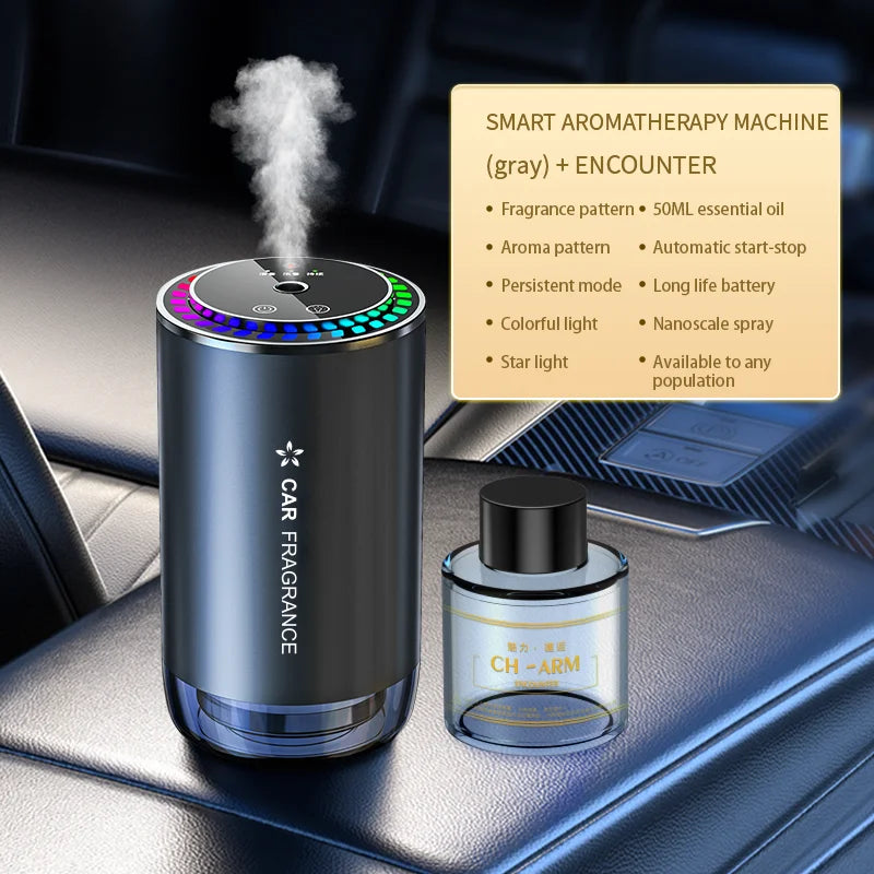 Car mounted perfume aromatherapy automatic spray odor removal aluminum alloy metal colorful atmosphere light star ceiling