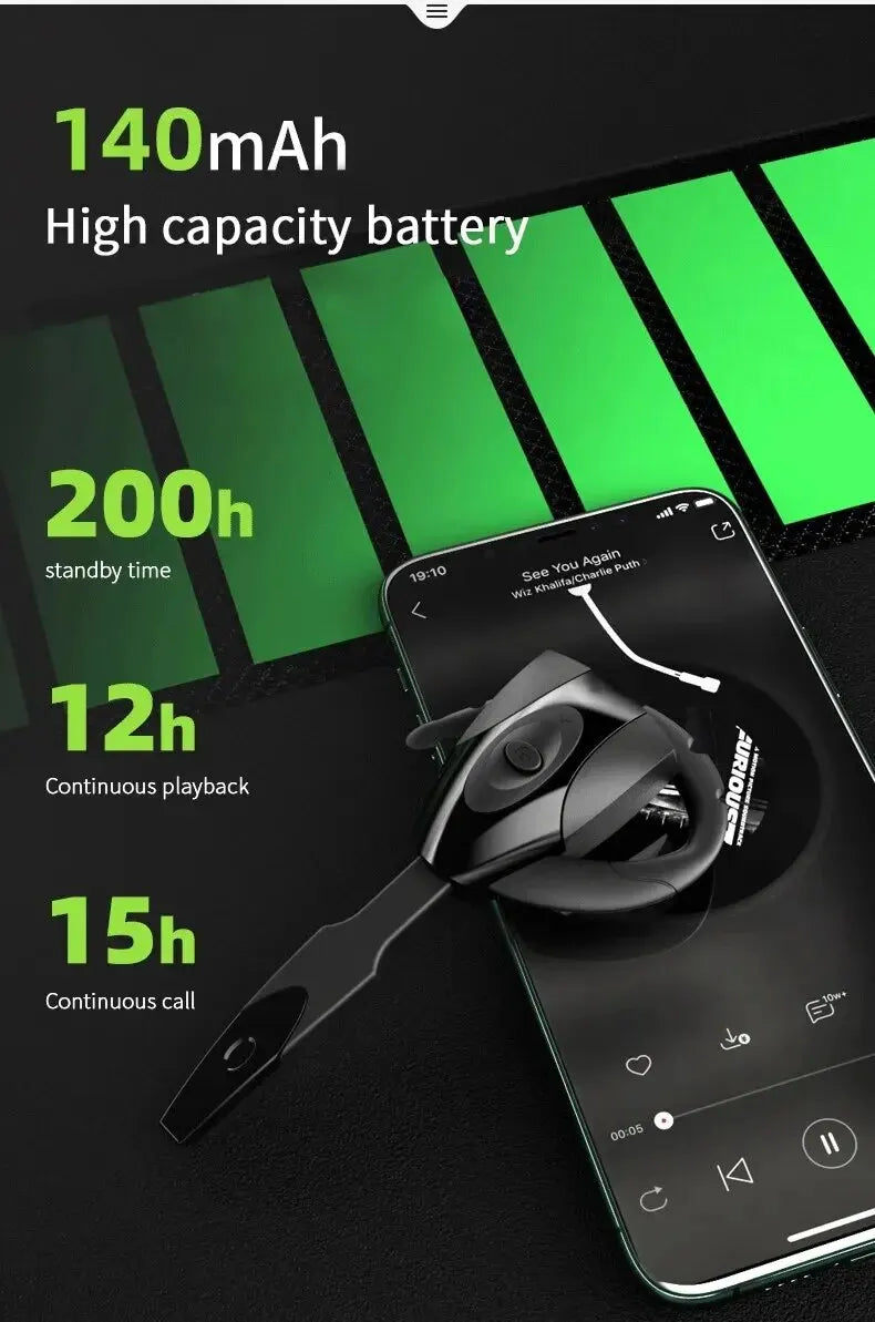 Bluetooth 5.0 Ear for PS3 Bluetooth Headset Wireless Handsfree Single Ear Hook Earphone Button Silica Gel Headphone with Mic