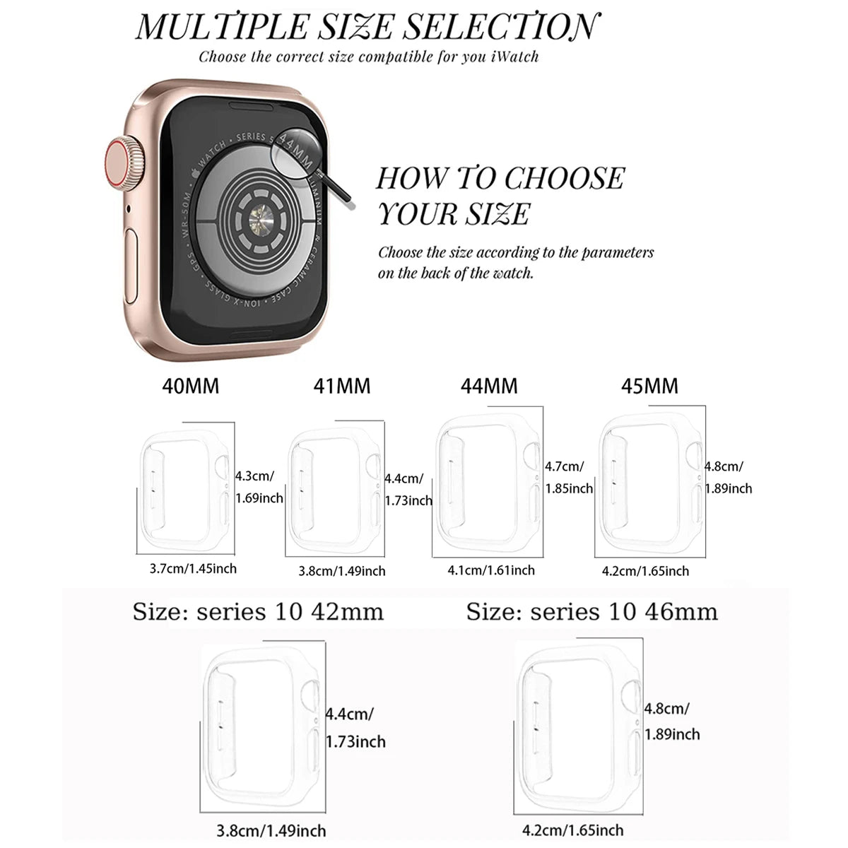 Clear Case For Apple Watch 45mm 41mm 44mm 40mm 46mm 42mm Screen Protector Full Cover TPU Bumper iWatch Series 10 9 8 7 SE 6 5 4