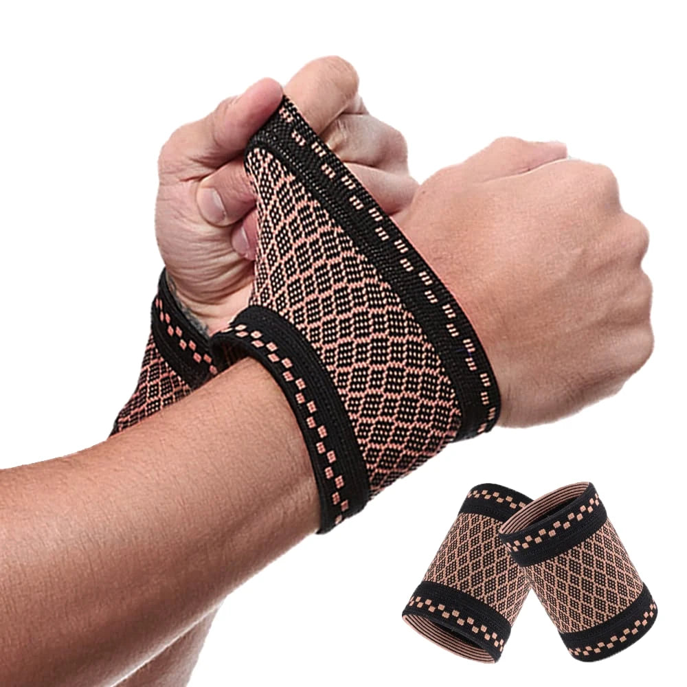1Pair Copper Compression Wrist Sleeve Compression Wrist Supports for Men and Women Tennis, Sport, Fitness Workout, Carpal Tunnel