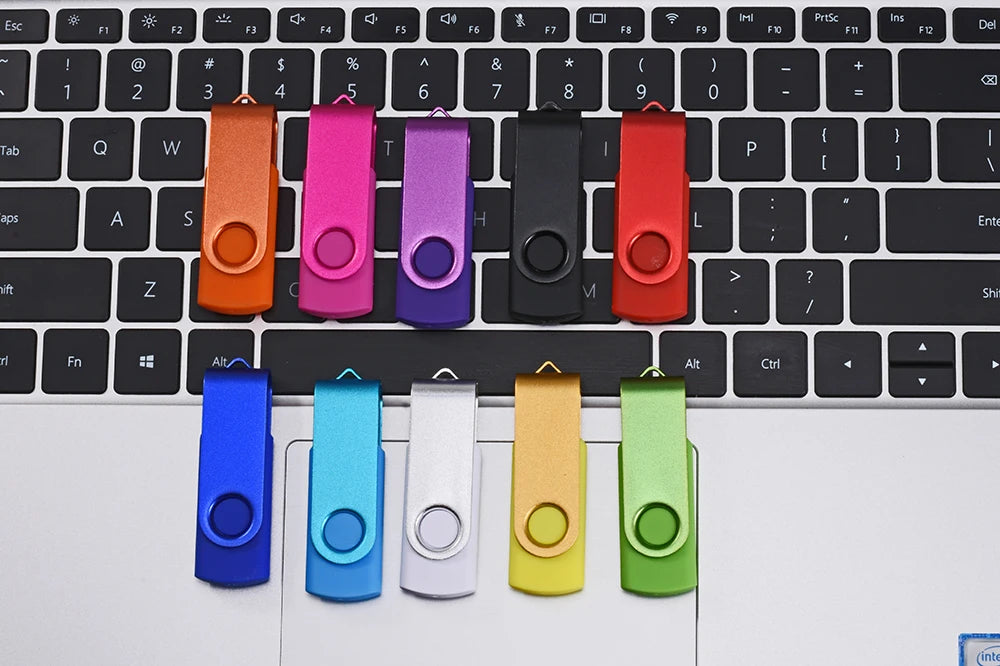 JASTER 360° Rotatable USB Flash Drive 64GB Free Key Chain Pen Drive 32GB Metal Clip Memory Stick 16G Black Red Blue Green U Dis