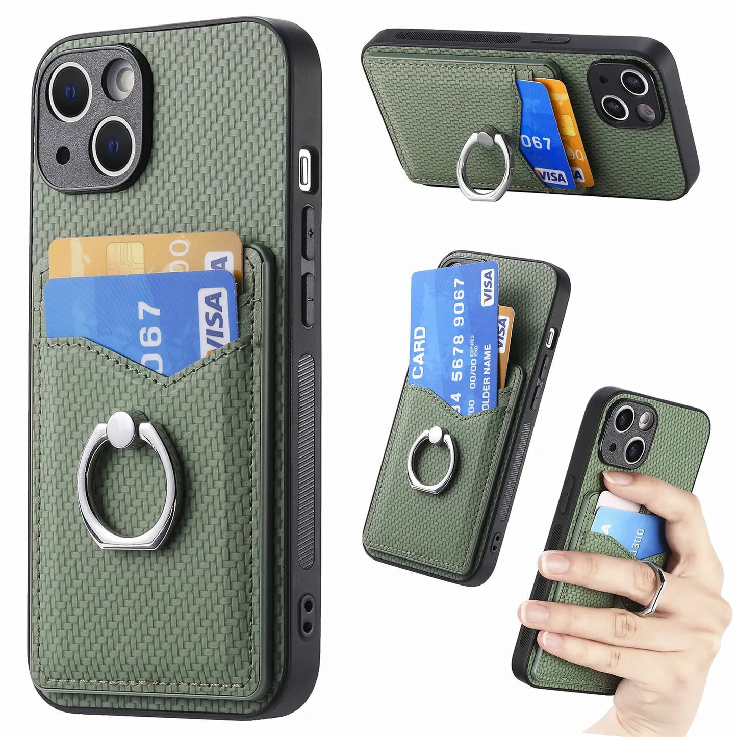 Finger Ring 2 Cards Case For VIVO V60 V50 Lite V40 V29 V29E V27 V25 Pro Magnetic Car Holder Leather Anti Drop Protection Cover