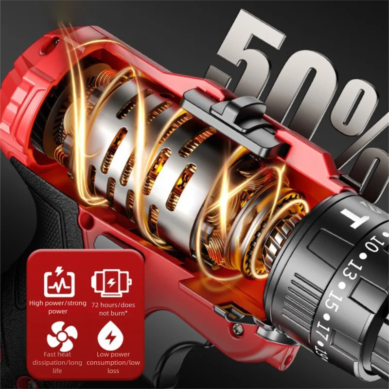 Multifunctional Powerful Electric Drill Rechargeable Cordless Electric Screwdriver Dual Speed Impact Drill Power Tool Set