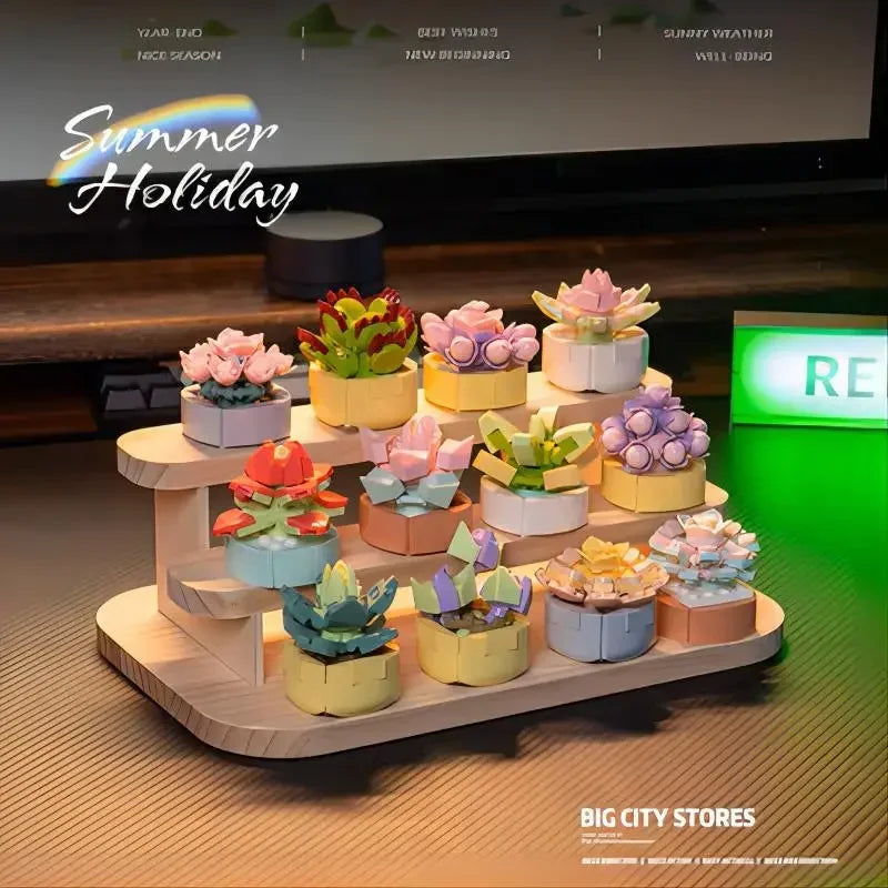 Succulent Flower Plant Potted Building Blocks Cute Flower Ornament Assembling Toys Assembling Toys Birthday Gift