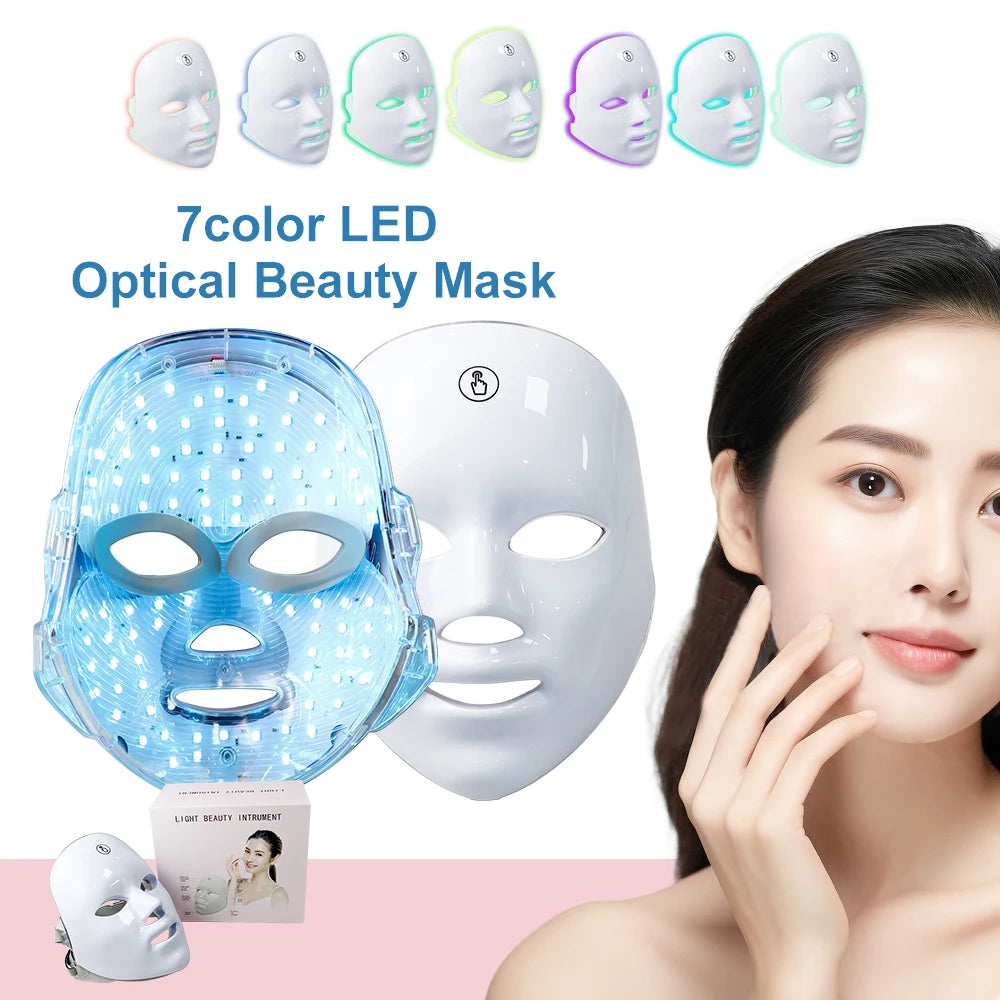 7 Colors LED Facial Mask Photon Therapy Face Skin Care Mask Anti Acne Therapy Skin Rejuvenation Wrinkle Removal Face Beauty Mask