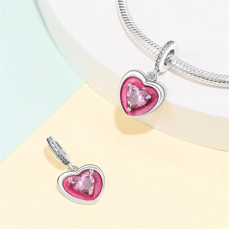 925 Sterling Silver Princess Powder Series Exquisite Daily Bow Sweet Charms Beads Fit Pan Original Bracelets DIY Jewelry