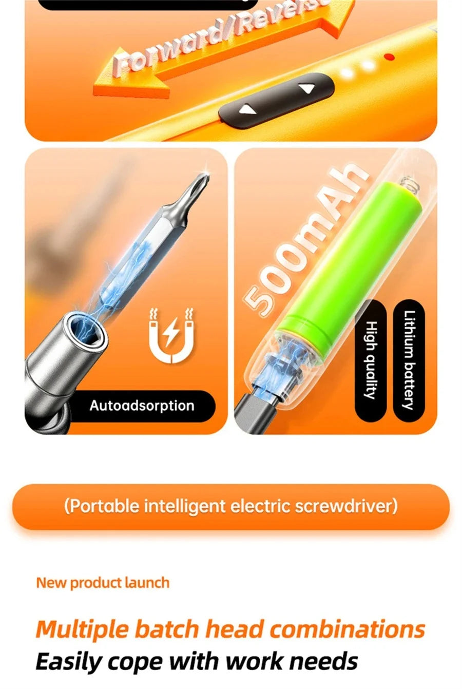 Type-c Electric Screwdriver Set Precision Power Tools Rechargeable Wireless Mini Small Bits for Mobile Cell Computer Repairs CRV