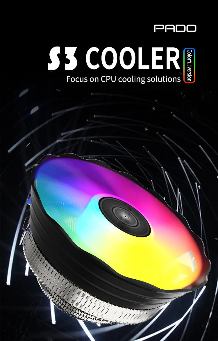 Aigo S3 CPU Cooling Processor Air Cooler Fan RGB PWM Hielera Intel LGA 1155 1700 1200 1151 AMD AM3 AM4 PC Gamer Led Fan 120mm