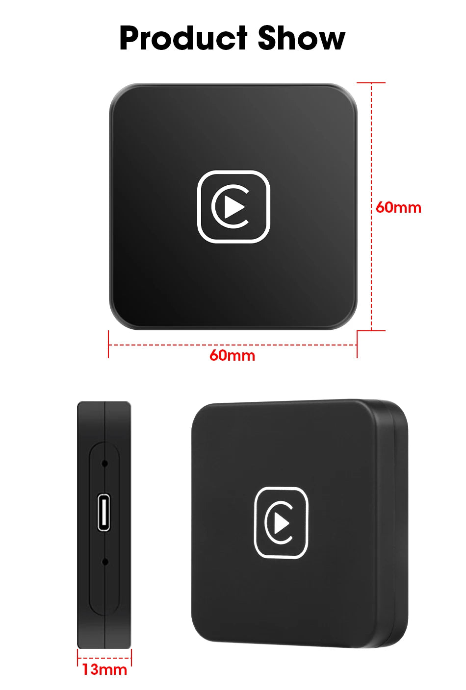JMCQ 2024 Hot Wireless CarPlay Box Android Auto Adapt For Wired CarPlay Display To Wireless Smart Box Linux System OEM Upgrade