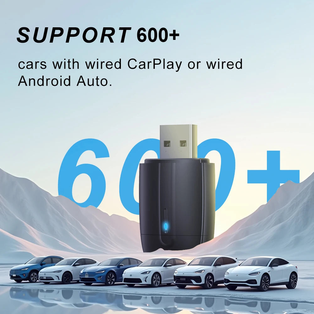 Acodo 2025 New Mini Dual interface Wireless Adapter Carplay/Android auto 2in1 function USB/Type-C convenience wired to wireless