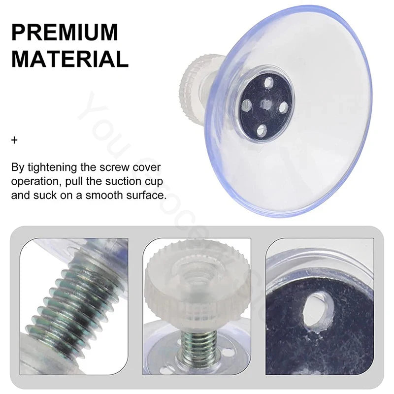 4CM transparent strong PVC suction cup hook with M4 screw rod plastic M5 nut foot pad waterproof storage fixed