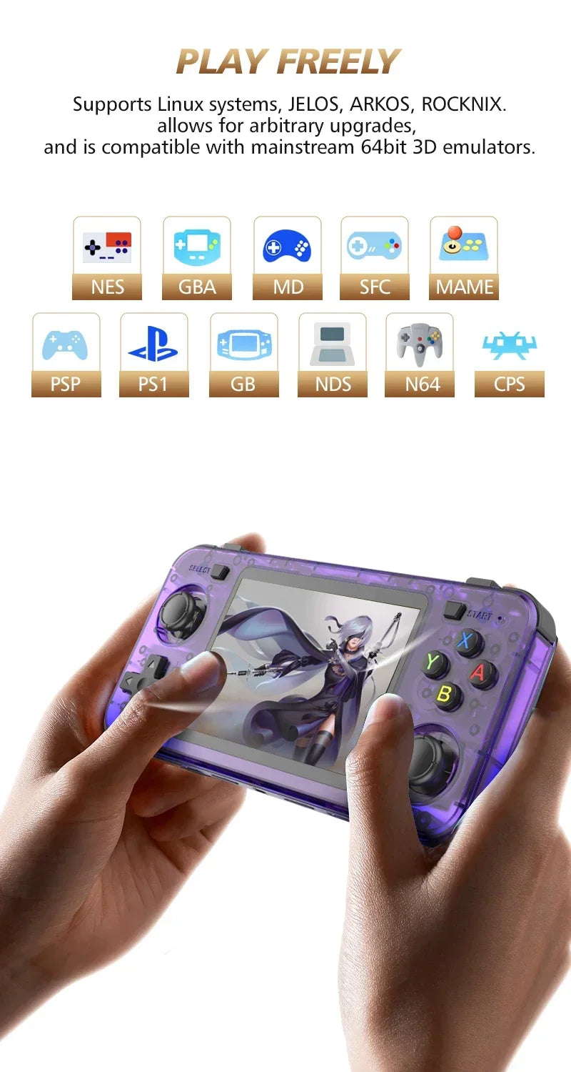 R36H Retro Handheld Video Game Console 3.5 Inch IPS Screen 10000+ Games ARKOS Emulator for PS1/PSP/DC/N64/SS