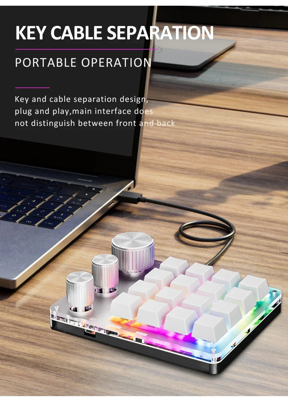 RGB Programming Macro Custom 16Key 3 Knob Bluetooth Keyboard Copy Paste Photoshop Gaming Keypad DIY Mechanical Hotswap Macropad